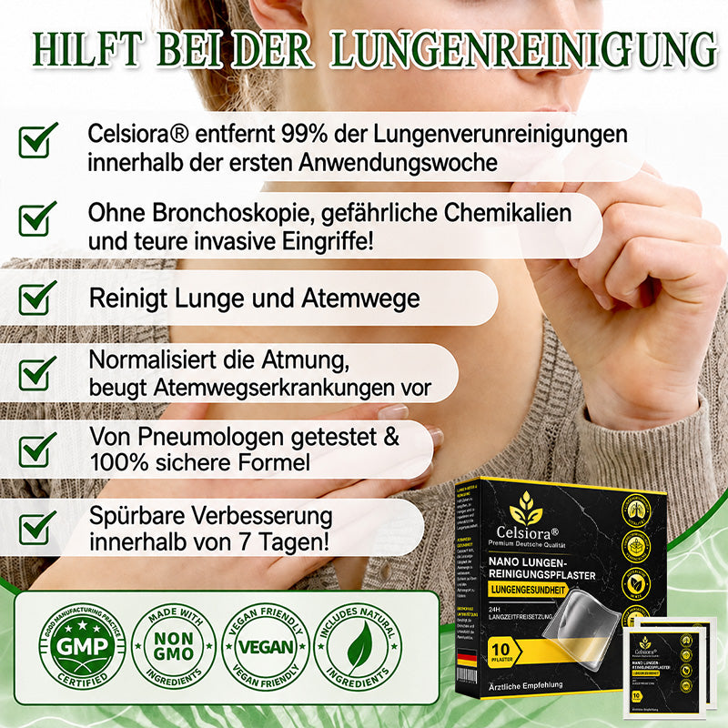 👩‍⚕️💝 Celsiora® Nano-Lungenreinigungspflaster (Hilft bei erschwertem Abhusten, Kurzatmigkeit, übermäßiger Verschleimung und Lungeninfektionen)