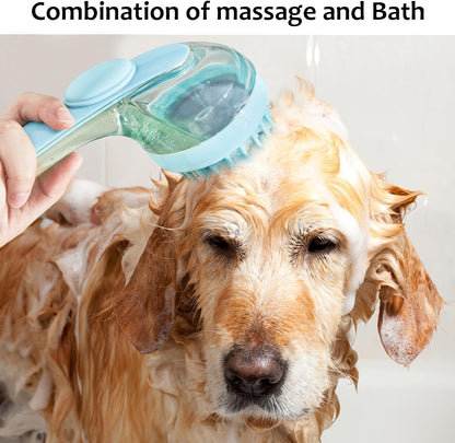 ✨🔥LIMITED-TIME 50% OFF! 🛁 2-in-1 Pet Bath Brush with Shampoo Dispenser | Dual-Sided Silicone Dog & Cat Scrubber for Gentle Massaging