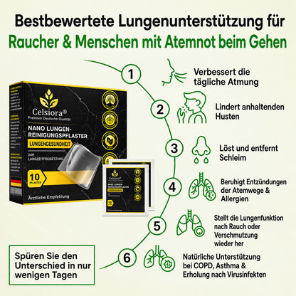 👩‍⚕️💝 Celsiora® Nano-Lungenreinigungspflaster (Hilft bei erschwertem Abhusten, Kurzatmigkeit, übermäßiger Verschleimung und Lungeninfektionen)
