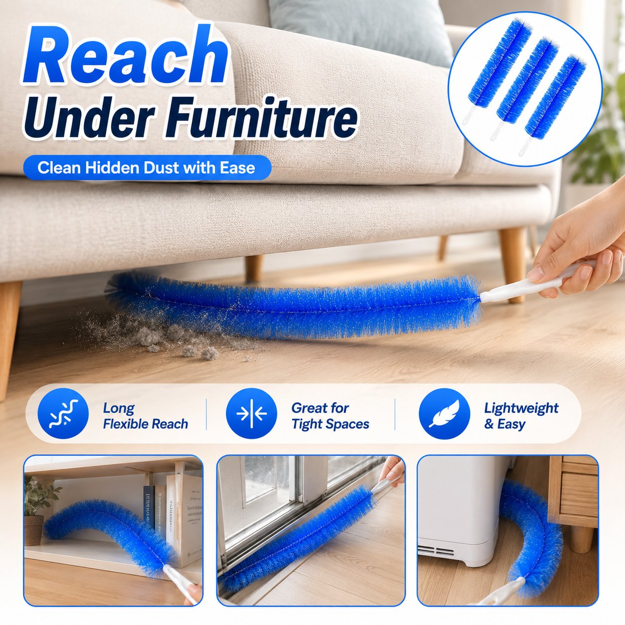 ✨💖 50% OFF 🔥3 Counts Bendable Microfiber Head,Reusable Dust Remover