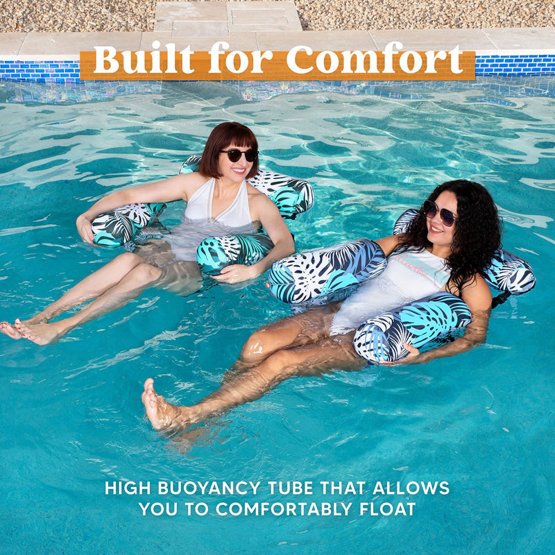 ✨🏖️Inflatable Pool Floating Chair 🌊Tropical Leaf Design, Ultra-Lightweight & Puncture-Resistant PVC ✨